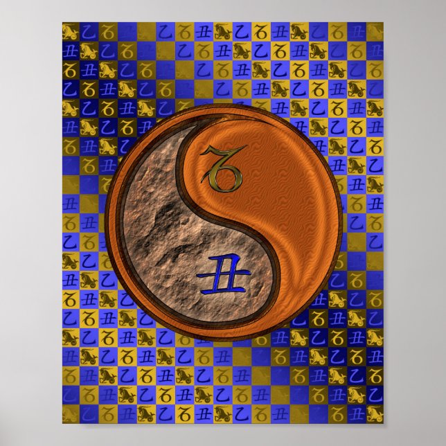 Póster Capricornio y Ox de madera (Frente)