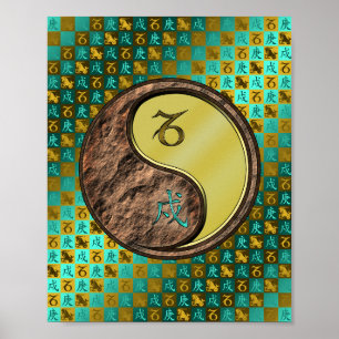 Póster Capricornio y perro Metalizado