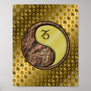 Póster Capricornio y rata Metalizado