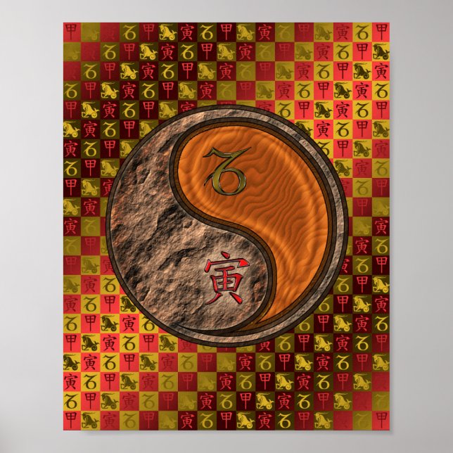 Póster Capricornio y tigre de madera (Frente)