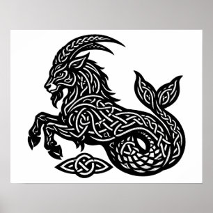 Póster Capricornio — Zodiaco de Tinta Embrujada Cabra‑Pez
