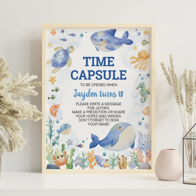 Póster Cápsula de cumpleaños de Ocean Animal Boy (Subido por el creador)