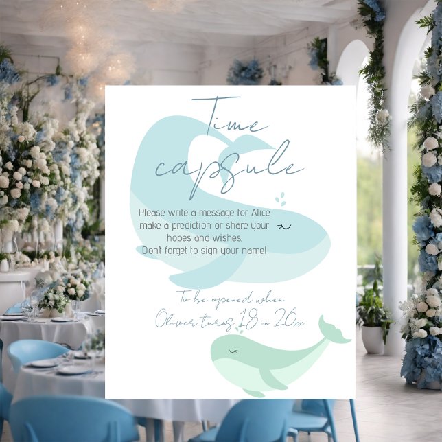 Póster Cápsula de tiempo de ballena azul azul verde azul (Subido por el creador)