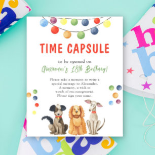 Póster Cápsula de tiempo DOG acuarela 1er cumpleaños