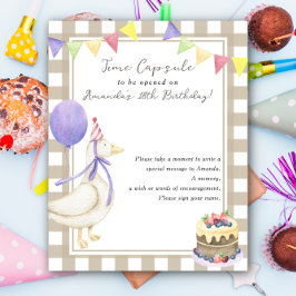 Póster Cápsula de tiempo ganso 1er cumpleaños neutra de g