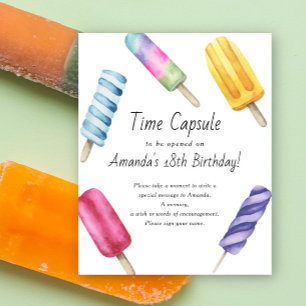 Póster Cápsula de tiempo pépsicle 1er cumpleaños neutra d