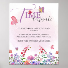 Póster Cápsula del primer cumpleaños de Flor silvestre ac