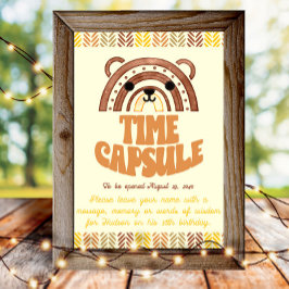Póster Cápsula del tiempo 4x6 Cumpleaños Boho Bosque Oso