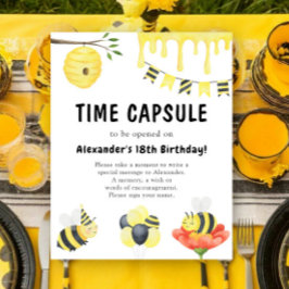 Póster Cápsula del tiempo de abeja de acuarela cumpleaños