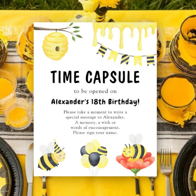 Póster Cápsula del tiempo de abeja de acuarela cumpleaños (Subido por el creador)