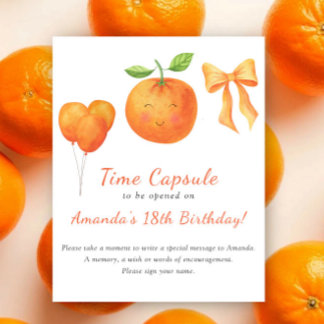 Póster Capsula del tiempo de acuarela naranja cumpleaños
