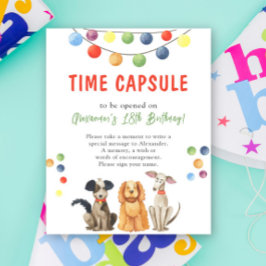 Póster Cápsula del tiempo de acuarela PERRO 1er cumpleaño