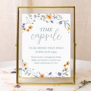 Póster Cápsula del Tiempo de Baby Shower Floral de Primav