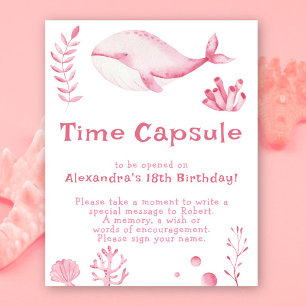 Póster Cápsula del Tiempo de Ballena Rosa 1er cumpleaños