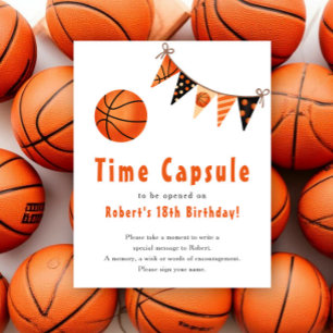 Póster Cápsula del tiempo de baloncesto 1er cumpleaños