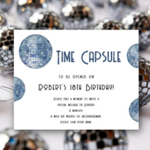 Póster Cápsula del tiempo de bola de discoteca retro 1er