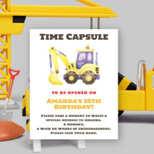 Póster Cápsula del tiempo de camión de construcción 1er c