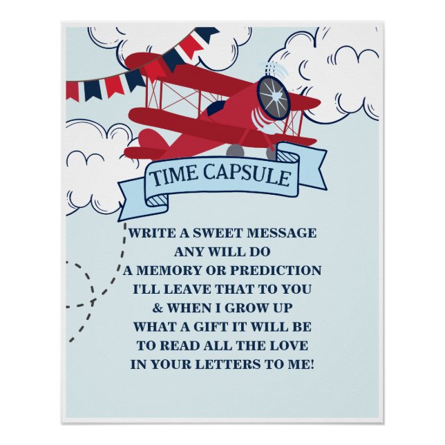 Póster Cápsula del Tiempo de Cumpleaños de Avión El Tiemp (Anverso)