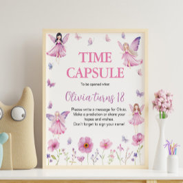 Póster Cápsula del Tiempo de Cumpleaños de Mariposa Flora