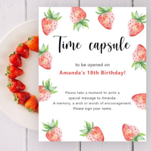 Póster Cápsula del tiempo de fresas 1er cumpleaños