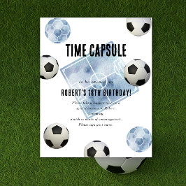 Póster Cápsula del tiempo de fútbol cumpleaños 1er 