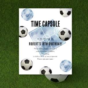 Póster Cápsula del tiempo de fútbol cumpleaños 1er