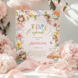 Póster Cápsula del Tiempo de Hada Cumpleaños de Flor Silv