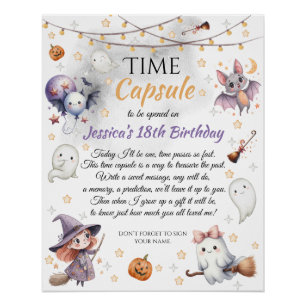 Póster Cápsula del tiempo de Halloween Feliz Boo Lindo y 