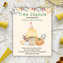 Póster Cápsula del tiempo de hongo lindo de otoño Cumplea