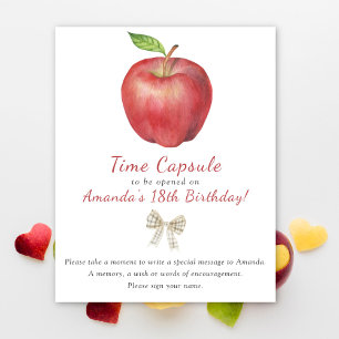 Póster Cápsula del tiempo de manzana acuarela 1er cumplea
