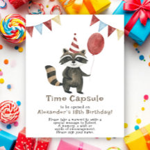 Cápsula del tiempo de mapache 1er cumpleaños