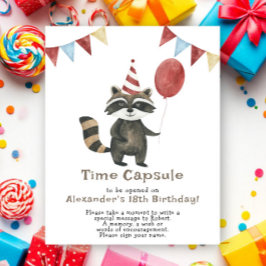 Póster Cápsula del tiempo de mapache 1er cumpleaños