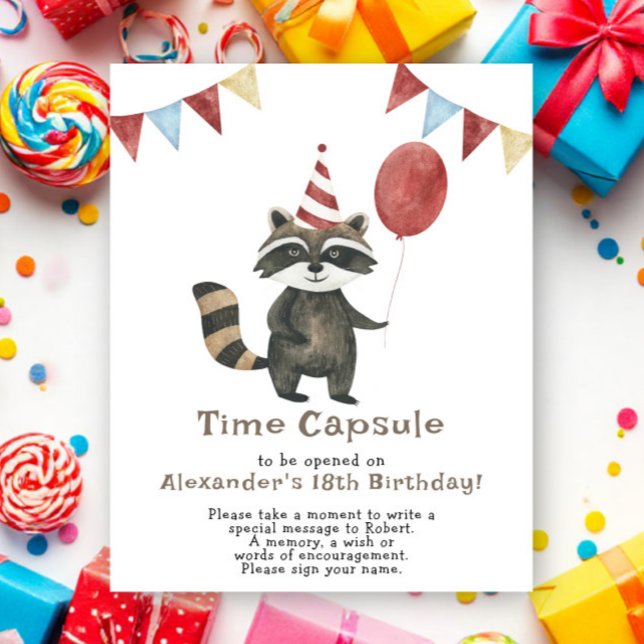 Póster Cápsula del tiempo de mapache 1er cumpleaños (Subido por el creador)