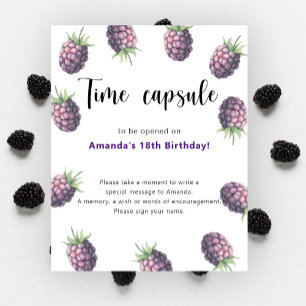 Póster Cápsula del tiempo de moras 1er cumpleaños