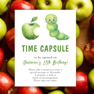 Póster Cápsula del tiempo de oruga acuarela 1er cumpleaño