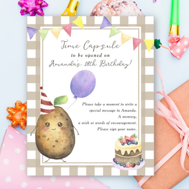 Póster Cápsula del tiempo de patata 1er cumpleaños neutra (Subido por el creador)