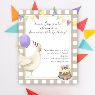 Póster Cápsula del tiempo de pollo cumpleaños 1º género n