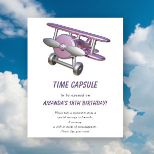 Póster Cápsula del tiempo del avión 1er cumpleaños