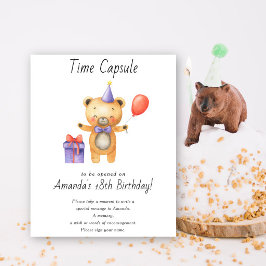 Póster Cápsula del tiempo del oso cumpleaños 1 año neutro