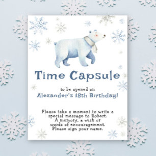 Póster Cápsula del tiempo del oso polar de invierno cumpl
