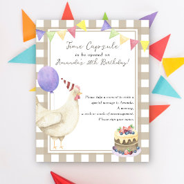 Póster Cápsula del tiempo del pollo Primer cumpleaños neu