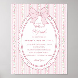 Póster Cápsula del Tiempo Floral Elegante Vintage Rosa Pa
