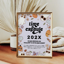 Póster Cápsula del Tiempo Groovy Espeluznante Cumpleaños 