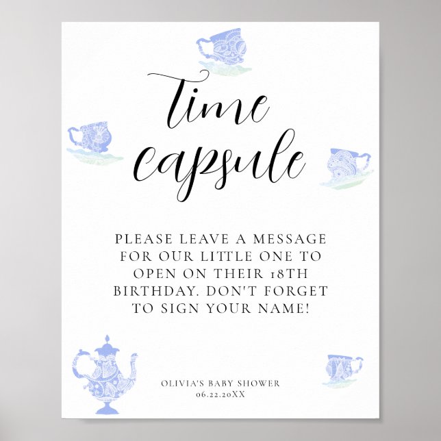 Póster Cápsula del tiempo Té de bebé China Blue White Lac (Frente)