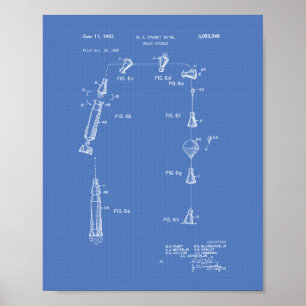 Póster Capsula espacial 1963 Patent Art Blueprint