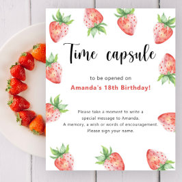 Póster Capsule de tiempo de fresas 1º cumpleaños