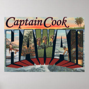 Póster Captain Cook, Hawaii - Escenas de letras grandes