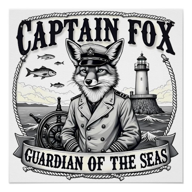 Póster Captain Fox Guardian of Seas Nautical Design (Anverso)