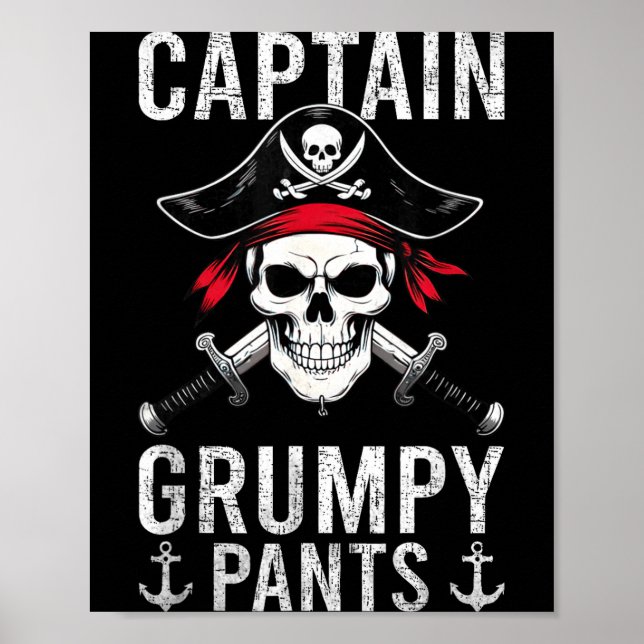 Póster Captain Mpy Pants Rate Humor Skull Graphic  (Frente)