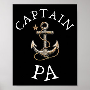 Póster Captain Pa Bote Navegando En Bote Vintage Anchon F